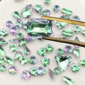 TEMU 수제 의류, 신발, 모자, 가방, 포장 및 장식을 위한 50개입 무지개색 녹색 라인스톤 손바느질 세트