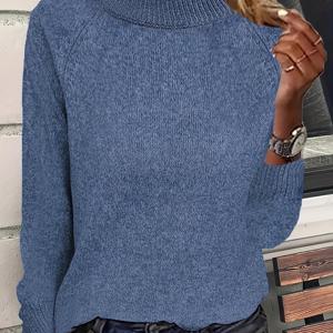 TEMU 여성용 시크 터틀넥 스웨터 - 가을/겨울용 비침 없는 긴팔 스웨터, 오피스 & 파티 & - 우아한 디자인, 쉬운 관리 캐주얼 윈터웨어, 하이넥 패션, 편안한 핏