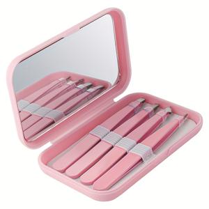 TEMU 내장 거울이 있는 여성용 페이셜 트위저 - 전문가용 눈썹, 속눈썹, 턱, 볼 제모 도구 - 정밀 그립, 휴대용 케이스 포함 - 스테인리스 스틸 뷰티 기기, 홈 & 살롱 사용에 적합 - 여성을 위한 이상적인 선물, 세련된 메탈릭 마감, 고급스러운 디자인의 아이브로우 트위저, 고품질 제작, 메이크업 아티스트용