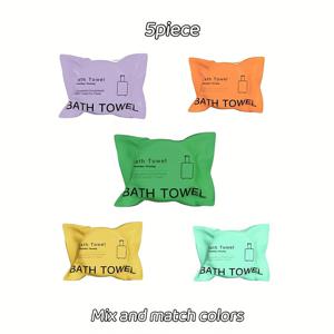 TEMU 70cm × 140cm 일회용 목욕 타월 5세트, 여행용 개별 포장, 압축 순수형, 여행용 호텔, 게스트하우스 및 기타 용품에 적합