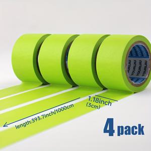 TEMU 고품질 그린 와시 테이프, 다양한 사이즈 선택 가능 - 폭 0.78인치/1.18인치/1.95인치. 고온용 자체 접착식 마스킹 및 탈착식 종이 와시, 페인트 스프레이 보호 및 장식용 페인팅 테두리, 어린이 공예 벽 예술 플라스틱 마감 다용도 찢어짐 방지 내구성 롤 세트