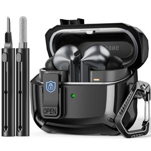 TEMU 삼성 갤럭시 Buds 3 케이스 & Buds Pro 3 호환, 풀바디 충격방지 하드쉘, for Galaxy Buddies 3용 보안락 클립&청소키트 포함, 이어버드 보호, 여행용 케이스, 내구성 있는 재질, 가벼운 이어폰커버, 체육관 사용자와 기술 애호가 추천