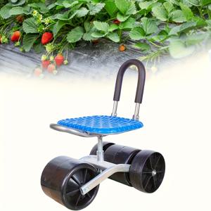 TEMU 신형 3+1 사륜 가드닝 작업의자, 접이식으로 안정성과 편리함을 제공하는 롤링 원예용 스툴 – 이상적인 선물 아이디어