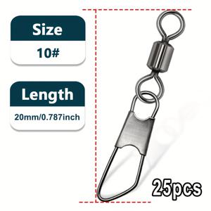 TEMU 25개 낚시 베어링 롤링 스위벨, 솔리드 링 및 인터록 스냅 포함, 필수 낚시 장비