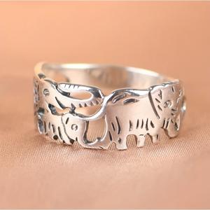 TEMU 1개 심플하고 귀여운 HappyFamily 코끼리 반지, 귀여운 만화 캐릭터 디자인, 행운의 코끼리 반지, 약혼과 구애에 완벽, 데일리웨어 또는 특별한 날에 완벽, 귀여운 반지