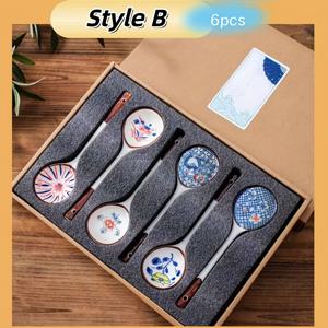 TEMU 4개 또는 6개 세라믹 식기 세트 (모던 선물박스 포함) - 수프, 디저트, 우유 & 라면 스푼, 식기세척기 안전 서빙 스푼, 결혼식, 새해, 집들이 선물 (우아한 세라믹 식기)