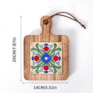 TEMU 핫팟용 나무 삼각대, 보관 스탠드가 있는 플로럴 나무 코스터, 내열 주방 매트, 빈티지 단열 패드, 주방 냄비 걸이, 핫팟 및 프라이팬용 삼각대, 카운터탑으로 옮길 수 있는 열 매트