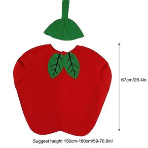 TEMU 성인 과일 사과 코스튬, 남녀공용, 모자 + 점프수트, 2pcs 세트, 부직포 소재, 카니발, 과일 테마 파티, 크리스마스, 생일 파티 및 기타 축제 행사 코스튬에 적합