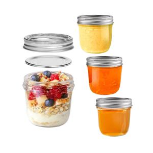 TEMU 뚜껑 포함 넓은 입구 240ml/8oz 메이슨 병 4개 세트 - 잼, 젤리, 소스, 디저트에 적합 - 치아 푸딩 및 양념 보관에 이상적 - 선물 포장 - 식기세척기 사용 가능