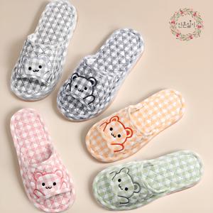 TEMU [] 귀여운 곰돌이 3중 쿠션 층간소음방지 쿠션 면 거실화 거실 실내화 실내 성인 슬리퍼