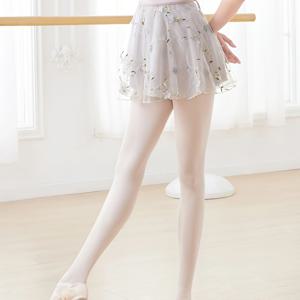 TEMU 플라워 자수와 레이스업 디자인의 성인 발레 댄스 스커트, 헬스장 트레이닝용