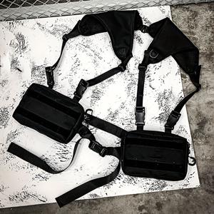 TEMU 남녀 공용 패셔너블 가슴 가방, 다크 기능성 웨어러블 조끼, 하라주쿠 밀리터리 스타일 택티컬 가방