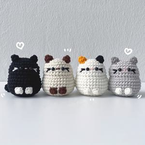 TEMU 초보자를 위한 귀여운 고양이 코바늘 뜨개질 키트 4개 - 코바늘 아미구루미 키트 - 성인 초보자를 위한 동물 코바늘 세트 - 완전한 초보자 튜토리얼 비디오 포함 - 공예 애호가를 위한 수제 코바늘 뜨개질, 성인용 코바늘 뜨개질 키트