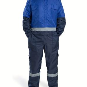 TEMU 봄/가을 스타일 투톤 캐주얼 점프수트 (포켓 및 탄성 밴드 포함), 야외 활동에 적합 (Shule Water OBM)