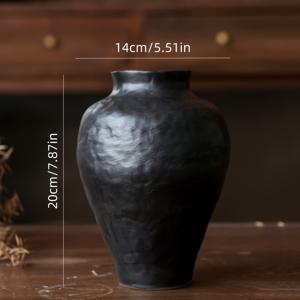 TEMU 한 개의 검은 세라믹 화병, 빈티지 농가 스타일 홈 장식용 화병, 러스틱 스타일 세라믹 화병, 장식용 화분, 꽃 냄비, 점토 화병
