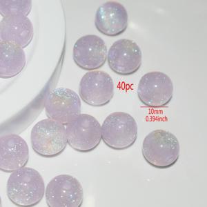 TEMU 40개 10mm 퍼플 스파클러 글리터 여유로운 비즈 - DIY 팔찌, 귀걸이 및 더 많은 반지 만들기 부품으로 사용할 수 있는 둥근 레진 조각품 - 어머니의 날, 친구, 휴일 축하 행사에 이상적인 선물, 조각품 만들기 용품 | 빛나는 비즈 | 부드러운 텍스처, 퍼플 비즈