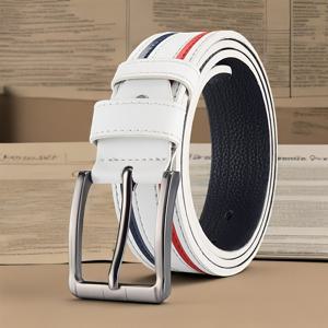 TEMU 남녀 공용 트리컬로우 인조 가죽 벨트 – 캐주얼, 어울림, 패셔너블 | 젊은층 및 중년층을 위한 훌륭한 선물