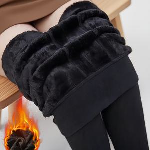 TEMU 가을 겨울 여성용 두꺼운 방한 보온 바지, 플리스 안감 블랙 레깅스, 패셔너블하고 다재다능한 아우터, 플러시 안감 원피스 바지, 편안하고 캐주얼한 롱 팬츠, 탄성 타이츠, 우아한 쉐이핑 팬츠, 바지