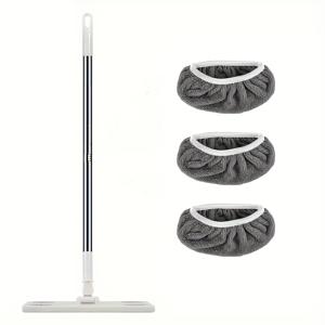 TEMU 1개 물걸레 + 재사용 가능한 물걸레 헤드 3개: 내구성이 좋고 흡수력이 뛰어나며 습식 및 건식 청소 모두에 적합합니다. 흰색 테두리 디자인의 회색 합성 섬유가 특징이며, 밀착되도록 잘 맞고 세탁이 가능합니다. 바닥, 유리, 창문 및 가정 표면 청소에 이상적입니다.