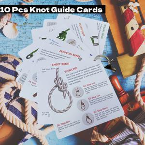 TEMU 프린트 페인팅, 10팩 교육용 매듭 묶기 카드 - 양면 컬러 인쇄 PVC 가이드, 20가지 필수 매듭 및 휴대용 보관 클립 포함, 생존 코스 및 야외 기술 훈련에 완벽, 룸 데코에 적합