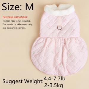 TEMU 핑크색 기모 안감의 호박 프린트 디자인 드레스 (목줄 제외). 고양이와 강아지에게 적합하며 가을, 겨울철 착용에 완벽합니다.