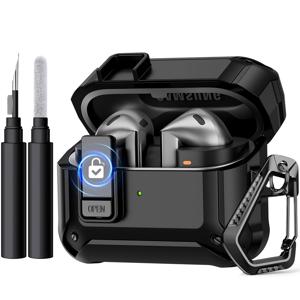 TEMU 삼성 갤럭시 Buds 3 Pro/Buds 3 케이스, 클리닝 키트 포함, 안전 잠금 클립이 있는 튼튼한 하드 쉘, 남녀 모두에게 적합