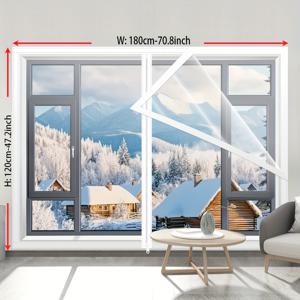 TEMU 두꺼운 겨울용 창문 단열 필름 1개 - 고화질 투명, 재사용 가능, 지퍼형 창문 필름, 방풍, 누수 방지, 방한 투명 플라스틱 밀봉 커튼, 가정용 에너지 효율 개선