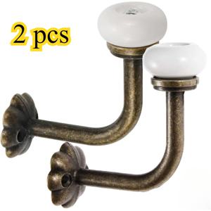 TEMU 2개입 브론즈 아연 합금 코트 후크 (세라믹 손잡이 포함) | 입체 벽 장식, 빈티지 모자 및 코트 후크, 모자, 의류, 주방 수납에 적합, 빈티지 화이트