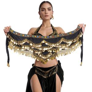 TEMU 여성용 인어 벨리댄스 힙 벨트 & 스커트 - 반짝이는 골드 코인 태슬 시퀸 랩, 중동 의상, 페스티벌, 카니발, 파티 드레스 액세서리