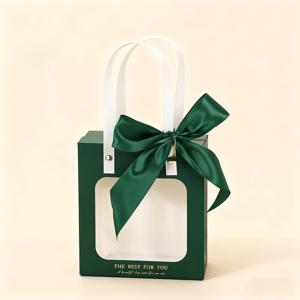 TEMU 10개 투명 창 선물백 + 10개 리본 손잡이, 패션 멀티컬러 리본 선물박스, 투명 창 선물포장, 웨딩, 생일, 휴일에 이상적 - 발렌타인데이, 크리스마스, 할로윈 및 다양한 휴일 선물박스에 적합한 고품질 포장, 결혼식 선물,우아한 ,튼튼한 손잡이, 종이,파티 주최자,이벤트 플래너