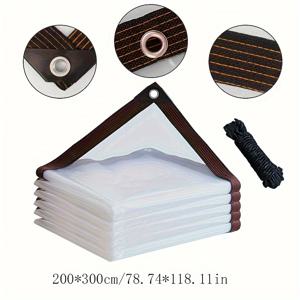 TEMU HDPE 플라스틱 6.15mil 두께 방수 투명 필름 1장, 정원, 발코니, 온실 다육식물, 식물 방수 오일클로스, 애완동물 지붕, 투명 플라스틱 텐트, 방진, 방수, UV 차단 정원 커버, 닭장용