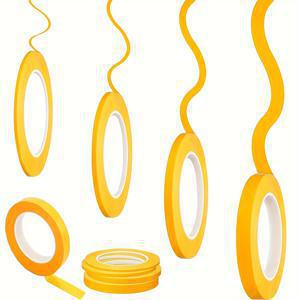 TEMU YITAP 자동차 페인트용 고정 라인 마스킹 테이프, 폭 1/16, 1/8, 1/4, 1/2인치로 제공, 자동차 핀스트라이핑 및 자동차 페인트 아트에 적합 (노란색), 4롤 세트로 포장