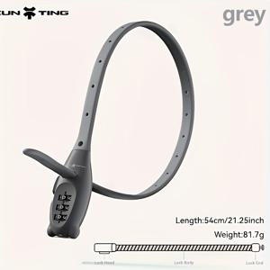 TEMU 1 XUNTING 새로운 자전거 타이 잠금장치 | 조절 가능한 케이블 타이, 스마트 비밀번호 해제, 내장형 유연한 스틸 바, 로드, 산악 자전거 및 어린이 자전거에 적합, 광택 알루미늄 합금, 회색