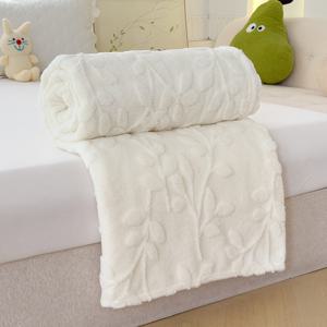 TEMU 초극세사 자카드 단색 침대 담요 스로우 1개, 나뭇잎 엠보싱 단색 담요, 모던 스타일 선물용 담요 장식용 담요, 거실, 소파, 침실용, 세탁기 사용 가능