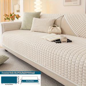 TEMU 1개 격자무늬 플러시 소파 커버, 겨울용 보온 두꺼운 부드러운 소파 보호대, 반려동물이 좋아하는 고양이와 강아지용 스크래치 방지 친화적 소파 커버, 두꺼운 파일 쿠션 보호대, 미끄럼 방지 소파 커버, 가구 보호대, 침실, 사무실, 거실 장식용, 사계절용 내구성 있는 가구 보호 패드, 안락의자, 러브시트, 3인용, 4인용, 모듈식 소파에 적합