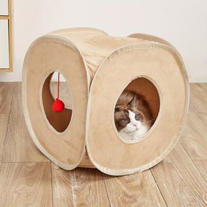 TEMU 애완 동물 터널 장난감, 접이식 플러시 고양이 터널 (자체 엔터테인먼트), 고양이 터널 및 텐트 겸용