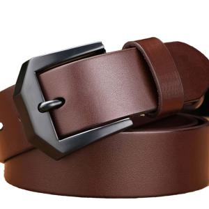 TEMU 남성용 블랙 소가죽 가죽 벨트, 합금 버클 포함, 청바지 캐주얼 웨어 디자인, 스탠다드 사이즈로 제공.