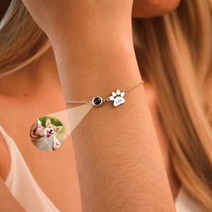 TEMU 고양이와 강아지의 초상화가 특징인 맞춤 사진 팔찌, 새끼 발자국 태그와 각인된 텍스트가 있는 개인 맞춤 프로젝션 팔찌, 애완동물 애호가를 위한 특별한 기념 선물로 제작. 이 스테인리스 스틸 주얼리 제품은 E에 완벽합니다.