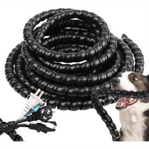 TEMU 케이블 보호 튜브는 케이블을 물어뜯는 반려동물을 보호합니다. 이 야외 케이블 호스는 길이 5미터, 폭 10mm입니다. 케이블 보관, 와이어 하네스, 랩핑을 위한 블랙 스파이럴 디자인으로 특징됩니다.