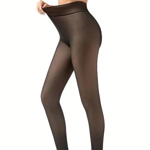 TEMU 여성용 안감 두꺼운 타이츠 1쌍, 가을 겨울 아우터웨어 보온 레깅스, 고탄력 편안한 통기성 다용도 베이스 레이어