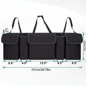 TEMU SUV용 트렁크 수납 가방, 대용량 차량 정리함 및 수납 파우치, 5개의 포켓, 고품질 옥스포드 천 뒷좌석 걸이형 수납 가방, SUV, 트럭 및 MPV에 적합
