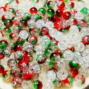 TEMU 8mm 크리스마스 컬러 비즈 3가지 색상 520개 세트. 화이트 크랙크 비즈 혼합으로 구성된 3가지 색상의 그라데이션. 아크릴 비즈, 스페이서 비즈, 팔찌, 목걸이, 폰 체인 및 장식용 비즈.