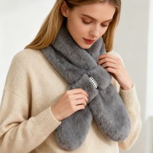 TEMU 1개 확장 및 두꺼운 인조 토끼 스카프, 103cm x 13cm 크기, 초극세사 부드럽고 따뜻한 겨울용 목걸이, 단색 및 엘레강스 디자인, 캐주얼 및 포멀한 의상 모두에 다용도 액세서리로 적합