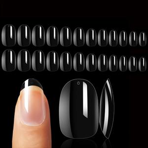 TEMU 투명 상자에 담긴 짧은 타원형 네일 팁 240개, 프레스온 아크릴 네일 익스텐션, 살롱용 12가지 사이즈의 자연스러운 쏙오프 소프트 젤 인조 손톱