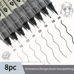 TEMU 대용량 잉크 롤러볼 마킹 펜, 3개, 6개 또는 8개 세트로 구매 가능. 디자인 작업, 드로잉, 만화, 윤곽선 그리기 및 마킹에 적합합니다.