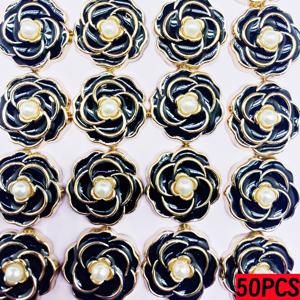 TEMU 50개/100개 흑백 물방울 오일 꽃 아크릴 장식 부자재. 18mm 주얼리 제작 용품. 헤어 부자재. 휴대폰, 크록 등 스티커