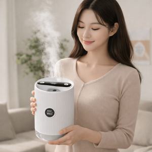 TEMU 대용량 휴대용 가습기 가습기 무선 USB 충전 / 저소음 수면용 / 2구 강력 미스트 / LCD 표시창 수분상태 한눈에 / 무드램프 7컬러 / 원터치 다단 조절