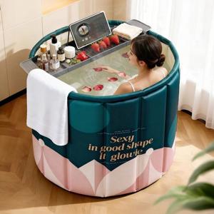 TEMU 성인용 접이식 반신욕조 무설치 이동가능 가정용 욕조통 접이식 욕조 반신용 이동식 원터치 욕조