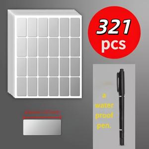 TEMU 320개 스티커 세트 + 펜 1개, 매트 실버 및 오일 방지 스티커, 잔여물 없는 접착 라벨, 강력 접착 스티커, 식품 라벨, 약품 라벨, 문서 라벨에 이상적