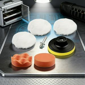 TEMU 7개 전문가용 차량 광택 부품 세트 (5개 광택 패드, 2개 로터리 어댑터 포함, 전동 로터리 미포함). 왁싱, 광택, 버핑을 위해 특별히 제작되었으며, 정밀한 차량 유지 보수에 이상적입니다.